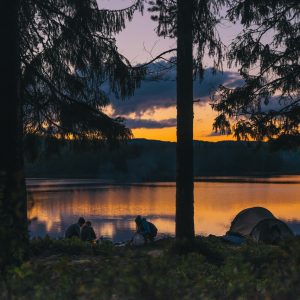 Camping at sunset