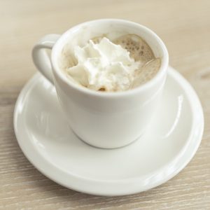 Hot drink with whipped cream